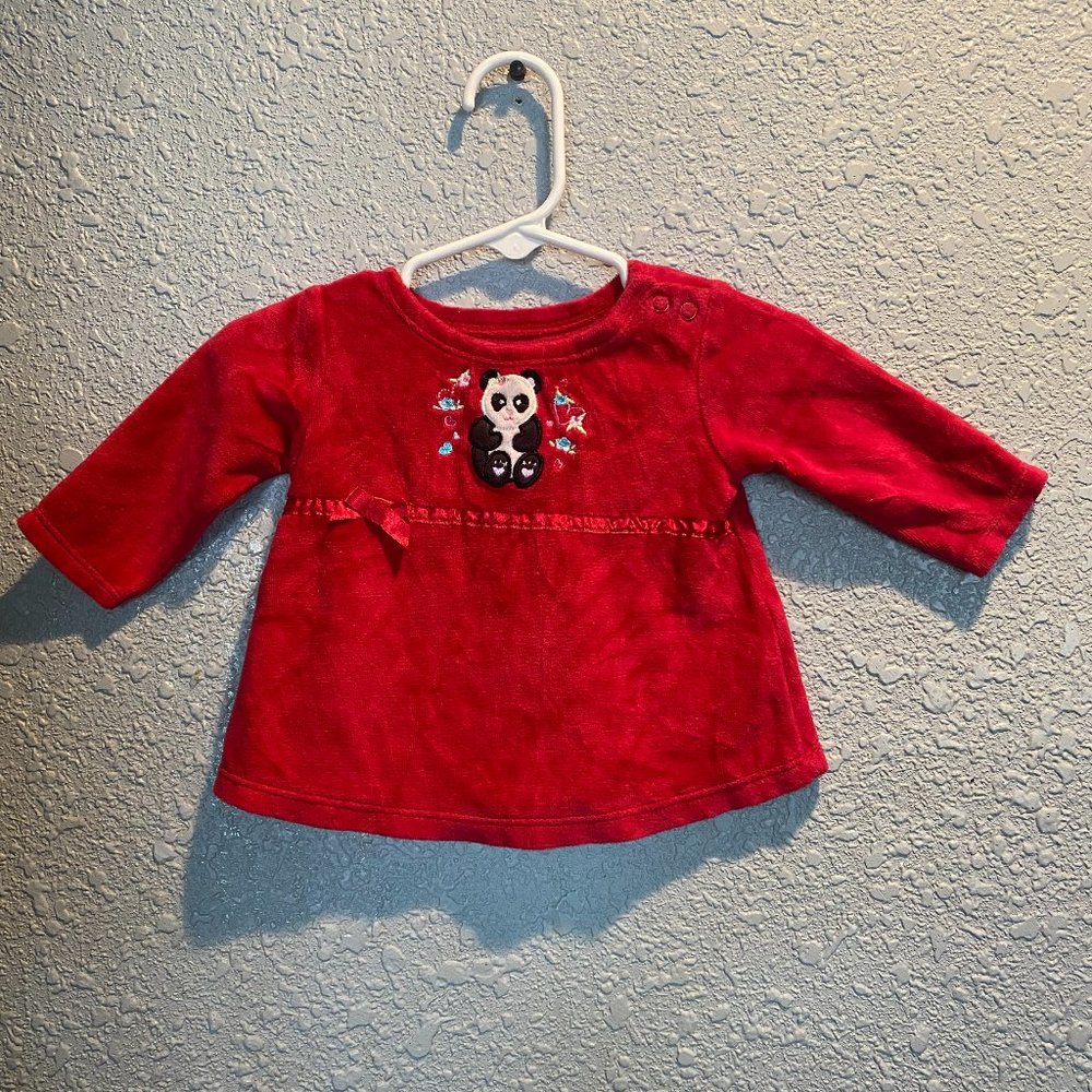 *2/$15* Garanimals Infant's Size 0-3 M Long Sleeve Red Velvet Panda Top